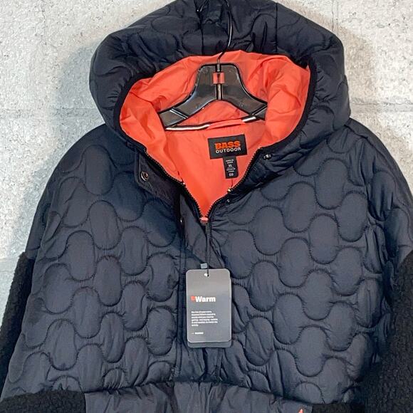 BASS OUTDOOR Women's Contrast Hood Sherpa Soft Pullover black XL - Picture 2 of 10